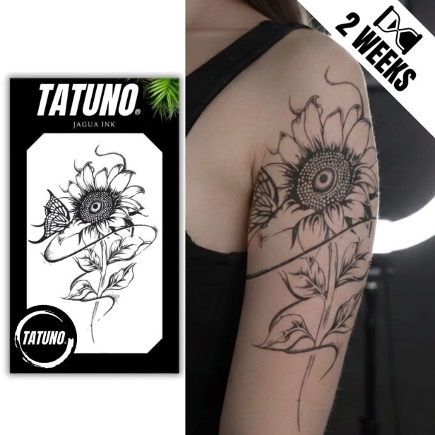Tatuaż jagua półtrwały słonecznik motyl