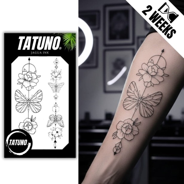 Tatuaż jagua półtrwały motyle kwiaty geometria
