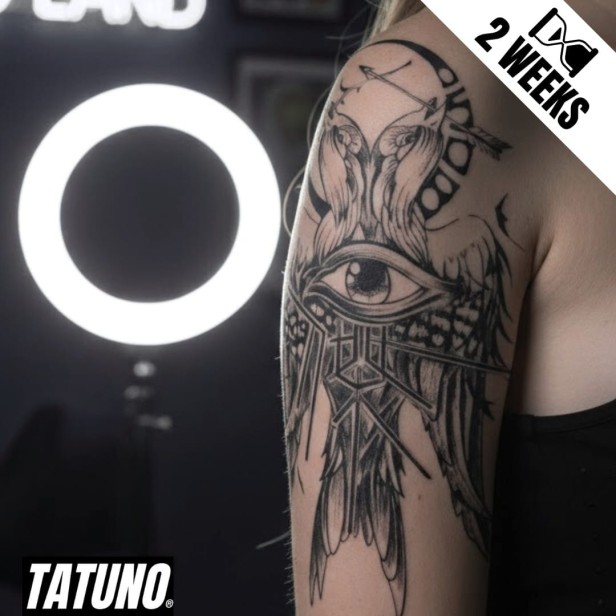 Tatuaż jagua półtrwały oko feniksa