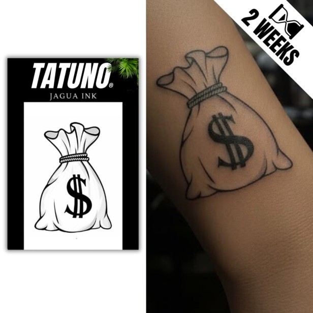 Tatuaż jagua półtrwały sakwa z dolarem