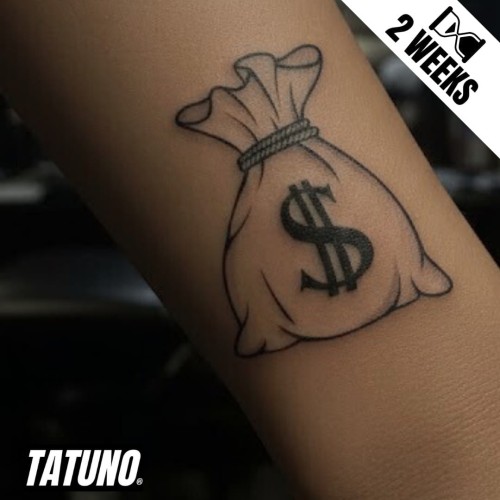 Tatuaż jagua półtrwały sakwa z dolarem