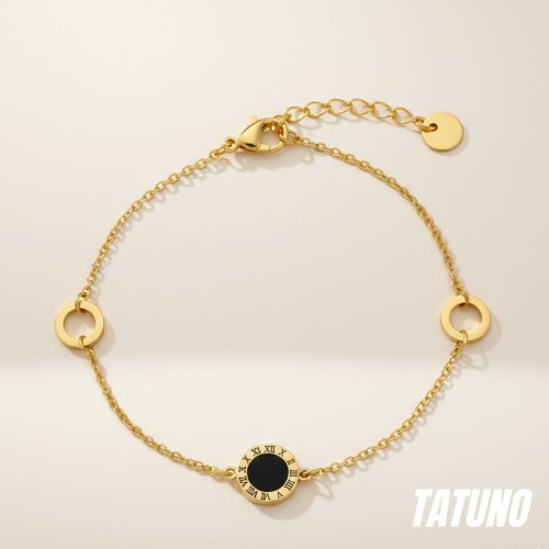 Bransoletka ze stali chirurgicznej czarne koło cyfry rzymskie (id: 1157)