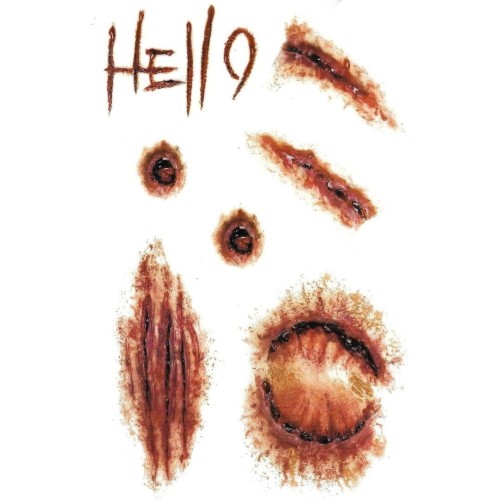 Duży tatuaż na halloween tymczasowy zmywalny rany napis hello