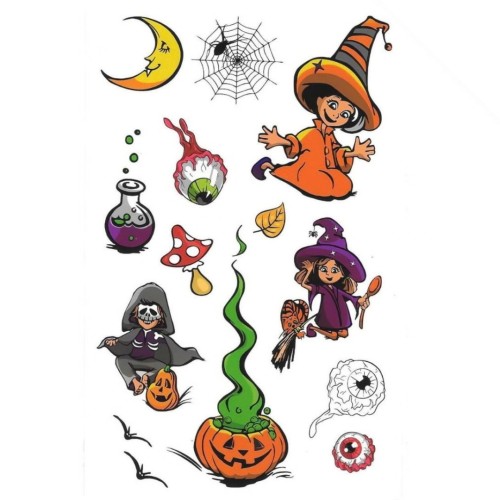 Tatuaże na halloween czarownica dynia muchomor mix