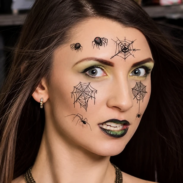 Tatuaż tymczasowy zmywalny na halloween pajęczyna sieć pająki