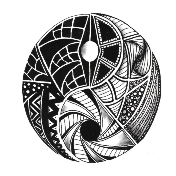 Tatuaż yin i yang znak równowagi