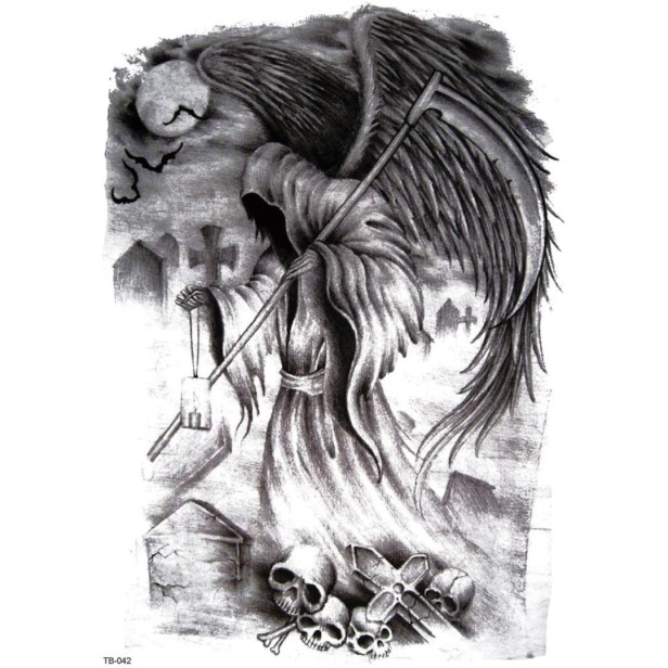 Tatuaż na plecy śmierć czaszki