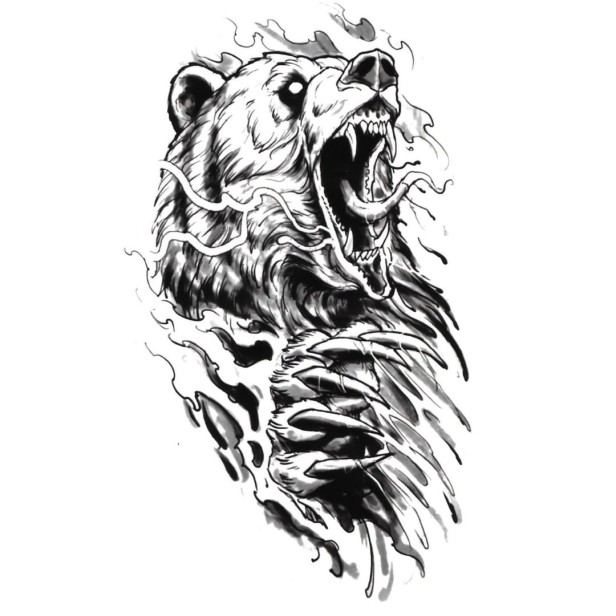 Tatuaż niedźwiedź z pazurami (