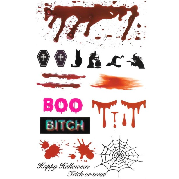 Duży tatuaż pajęczyna blood