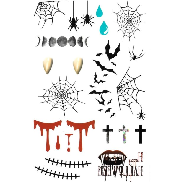 Duży tatuaż na halloween nietoperze kły