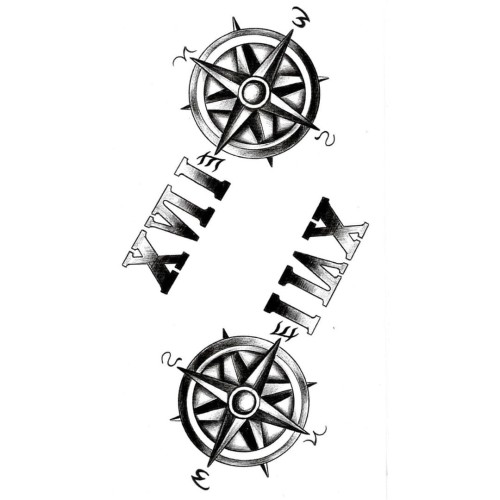 Tatuaż zmywalny kompas róża wiatrów kierunki świata