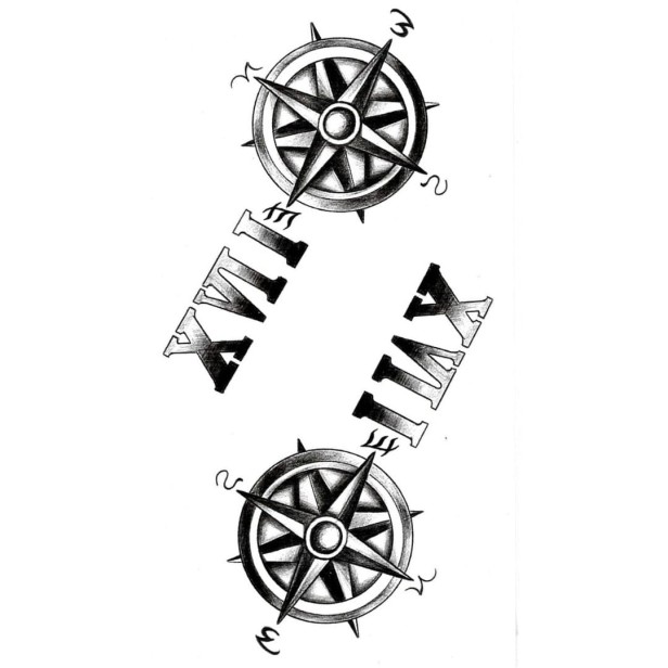 Tatuaż zmywalny kompas róża wiatrów kierunki świata