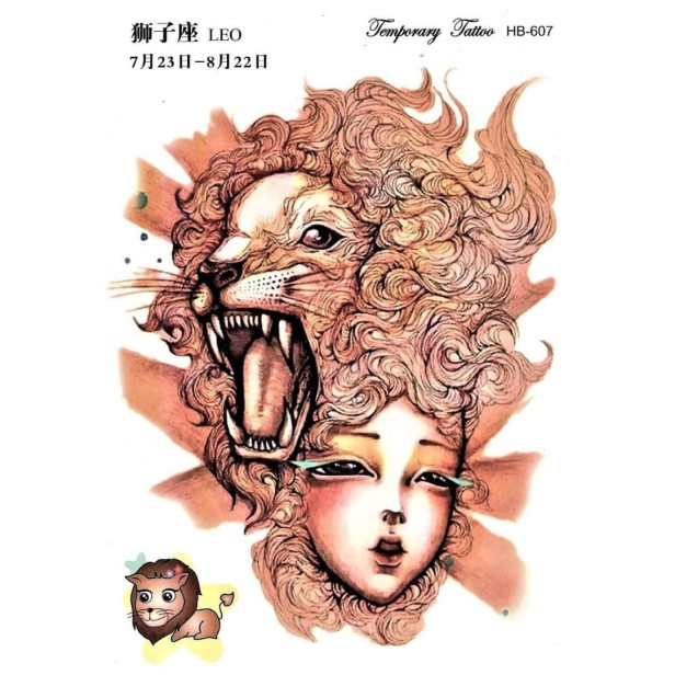 Tatuaż tymczasowy znak zodiaku lew