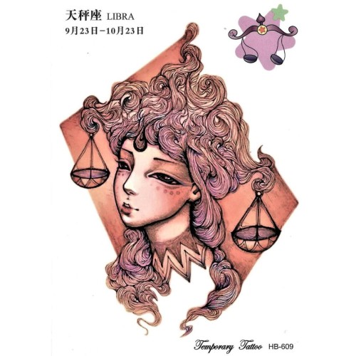 Tatuaż zmywalny znak zodiaku waga