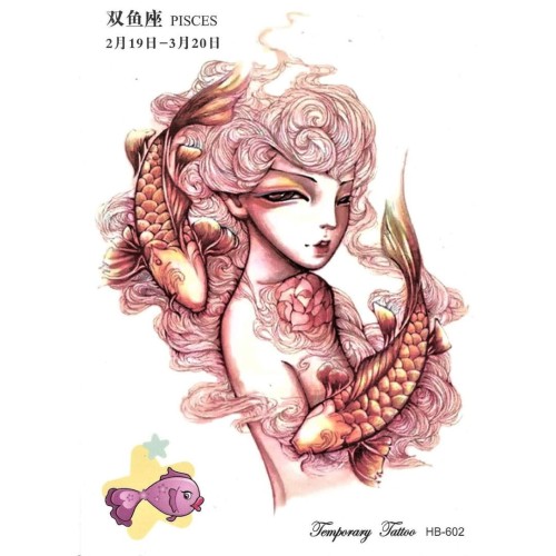 Tatuaż tymczasowy znaki zodiaku ryby
